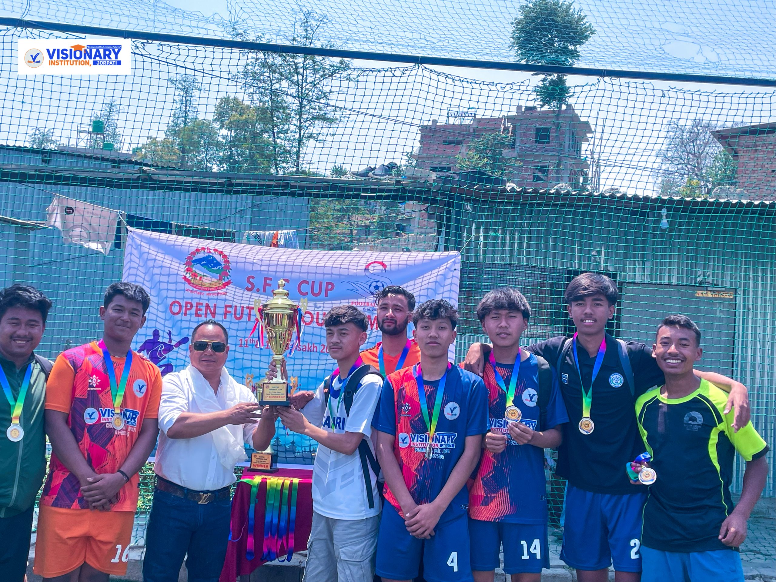 भिजनरी इन्स्टिच्युसन प्रथम रनर-अप : सान्टोस फुटबल क्लबद्वारा आयोजित S.F.C ओपन फुटसल टुर्नामेन्ट २०८२