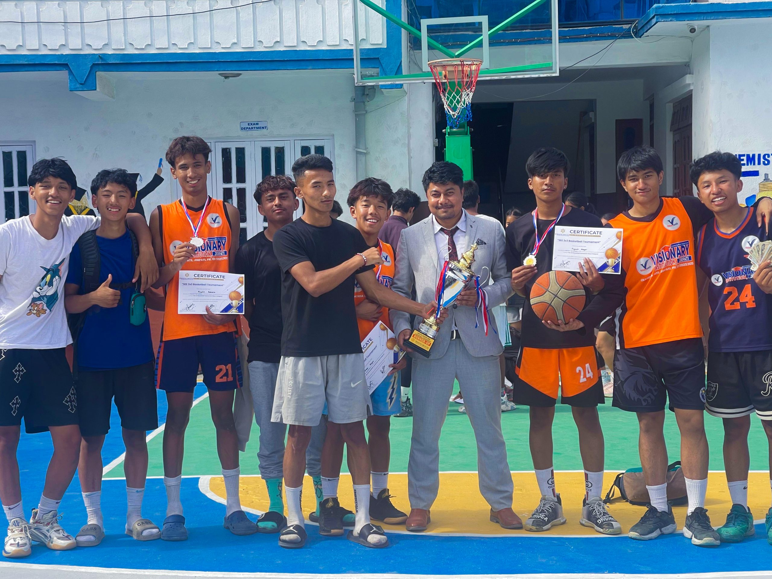 भिजनरी इन्स्टिच्युसनको शानदार प्रदर्शन: SEE 3×3 बास्केटबल प्रतियोगितामा फर्स्ट रनरअप बन्न सफल